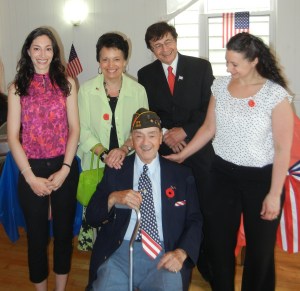 Rocco is surrounded by his family:  His son John His Daughter in Law Ann (John's Wife) HIs two granddaughters: Cara (left) and Jill (right)